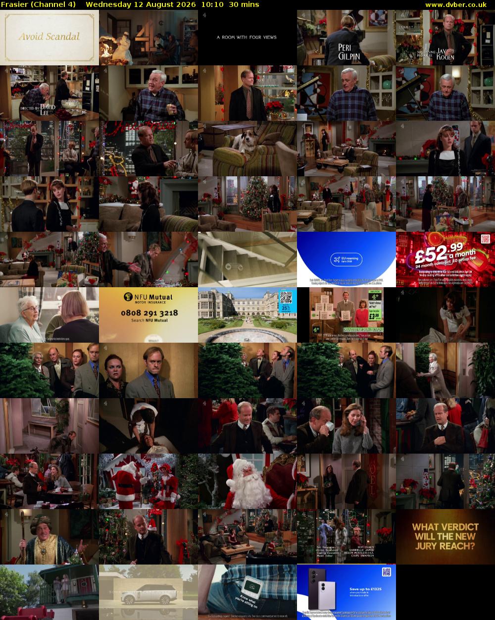 Frasier (Channel 4) Wednesday 12 August 2026 10:10 - 10:40
