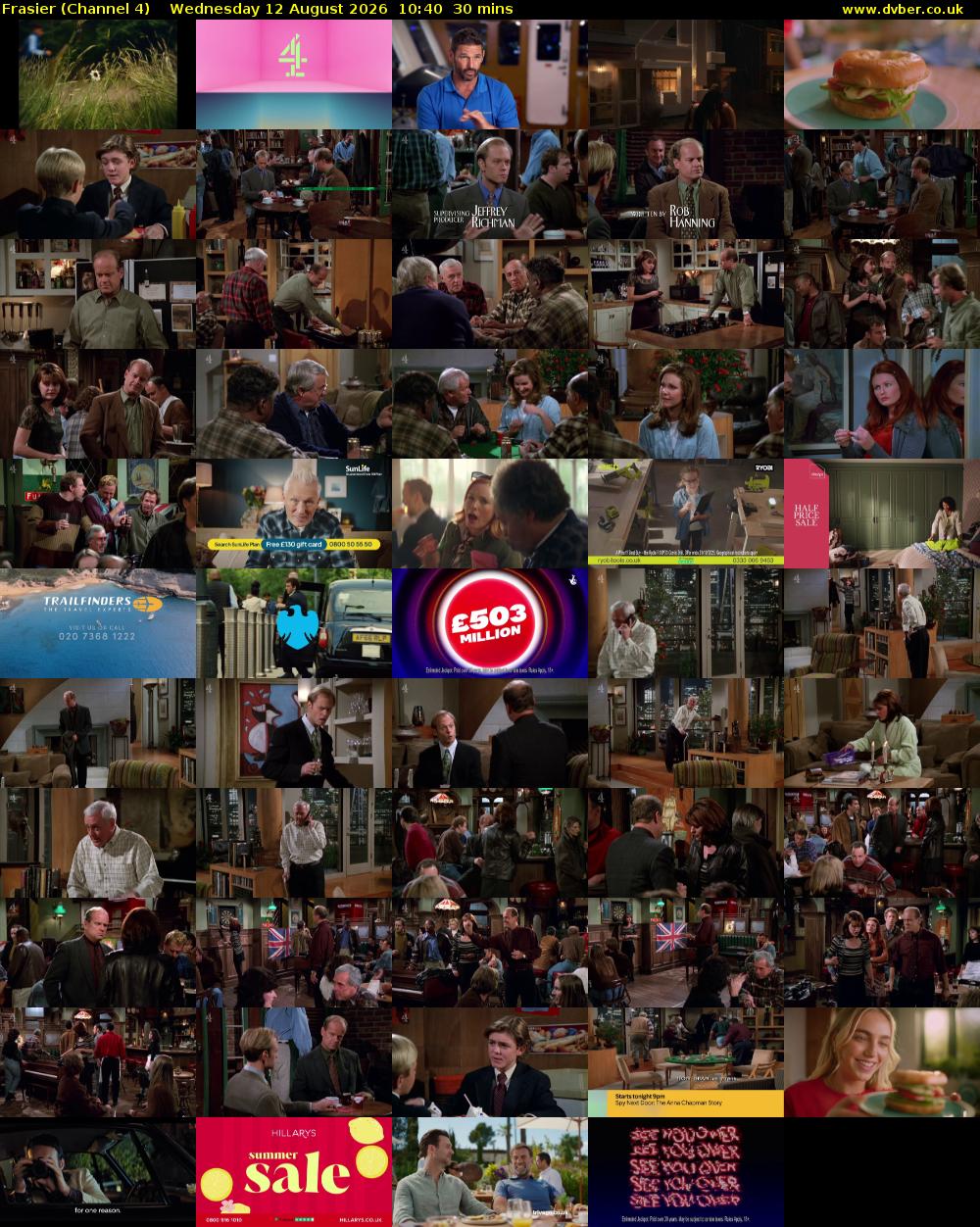 Frasier (Channel 4) Wednesday 12 August 2026 10:40 - 11:10