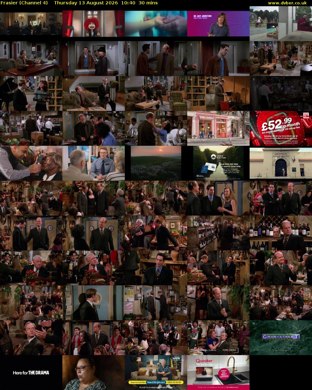 Frasier (Channel 4) Thursday 13 August 2026 10:40 - 11:10