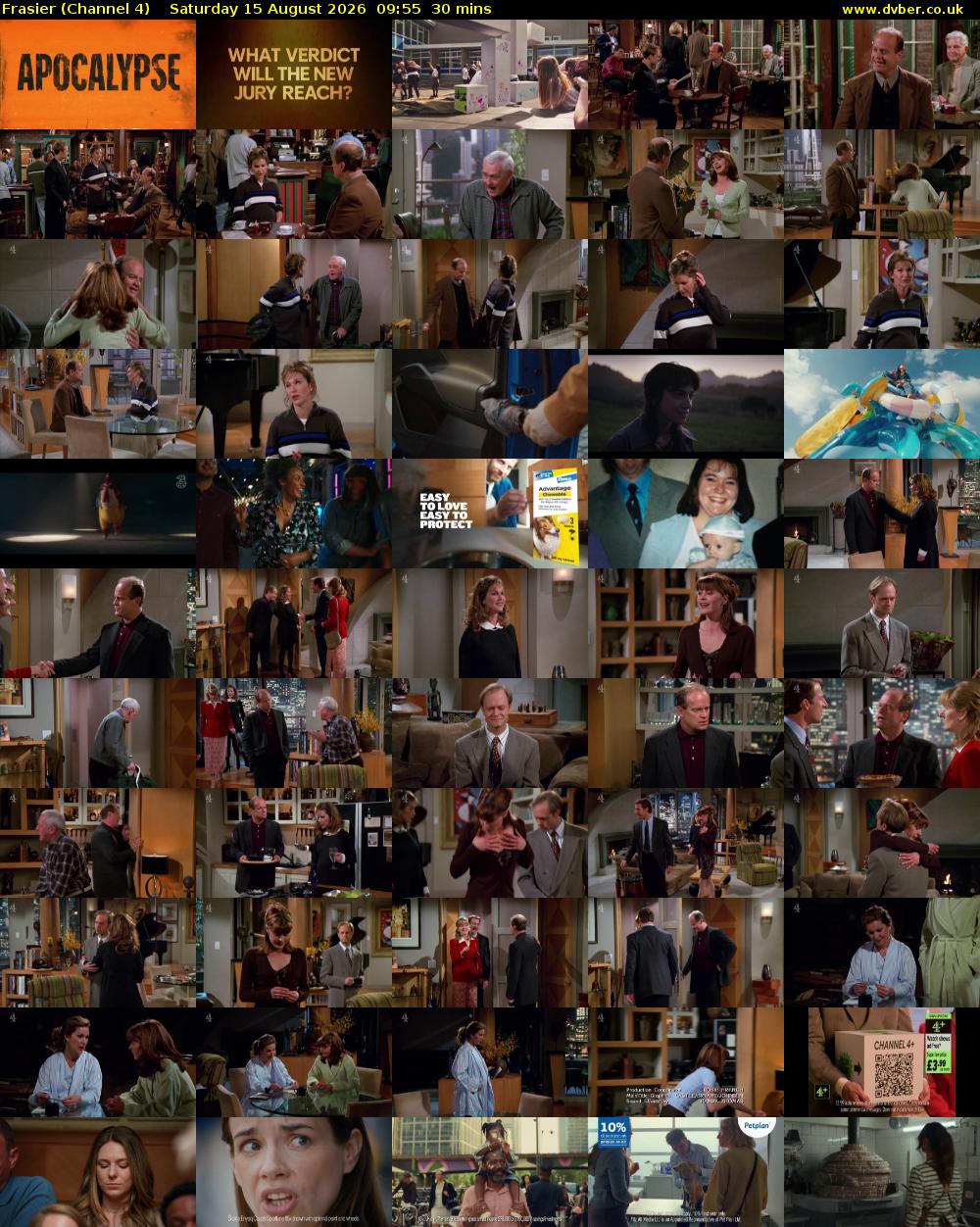 Frasier (Channel 4) Saturday 15 August 2026 09:55 - 10:25