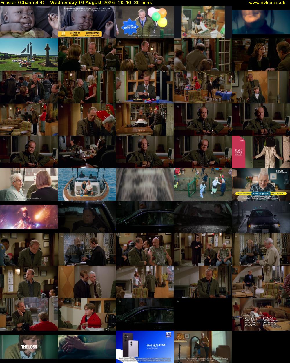 Frasier (Channel 4) Wednesday 19 August 2026 10:40 - 11:10