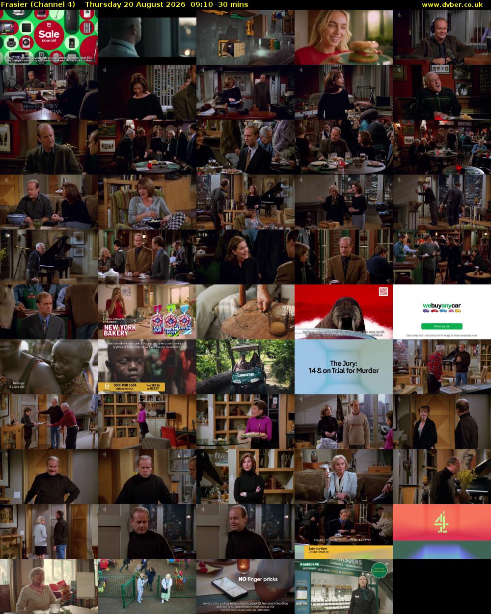 Frasier (Channel 4) Thursday 20 August 2026 09:10 - 09:40