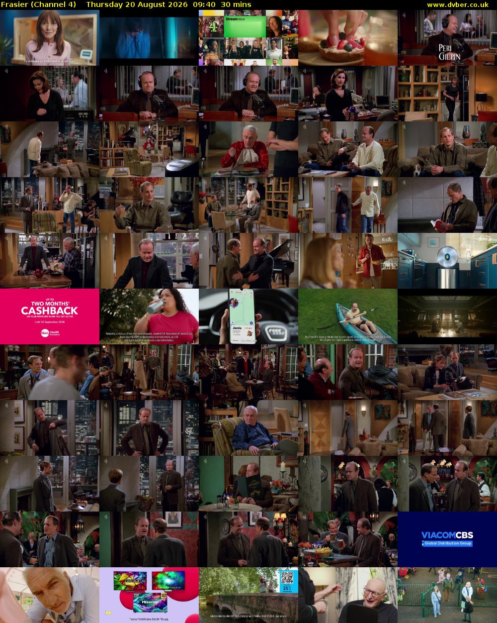 Frasier (Channel 4) Thursday 20 August 2026 09:40 - 10:10