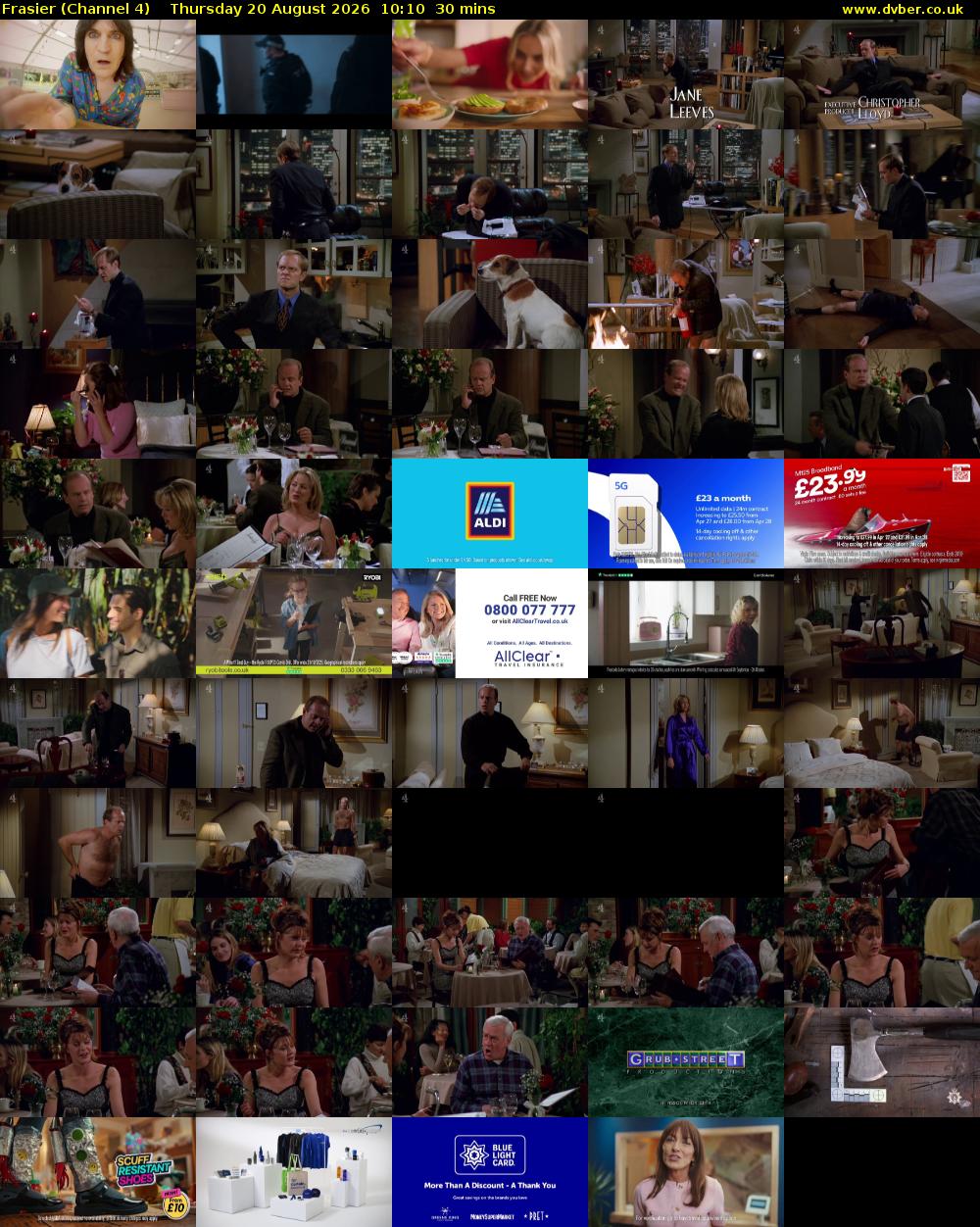Frasier (Channel 4) Thursday 20 August 2026 10:10 - 10:40