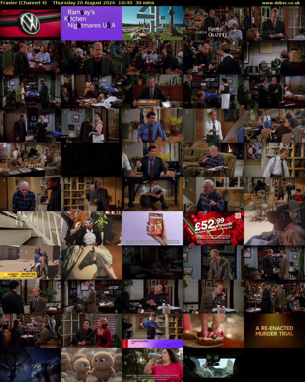 Frasier (Channel 4) Thursday 20 August 2026 10:40 - 11:10