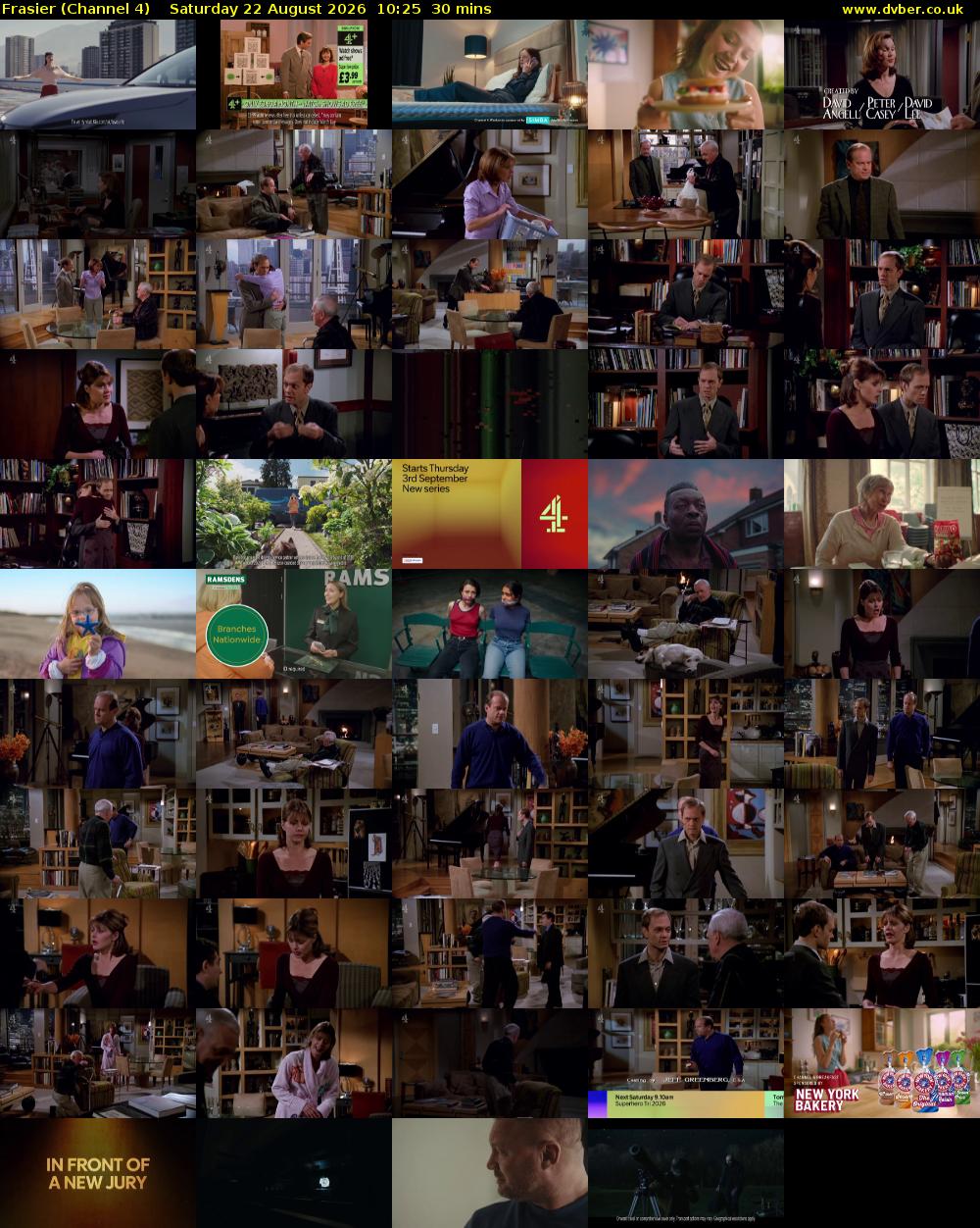 Frasier (Channel 4) Saturday 22 August 2026 10:25 - 10:55