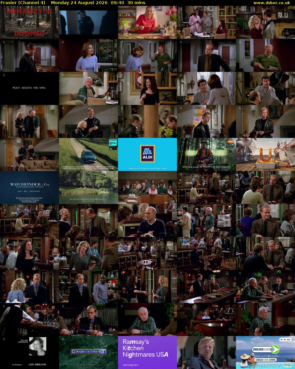 Frasier (Channel 4) Monday 24 August 2026 09:40 - 10:10