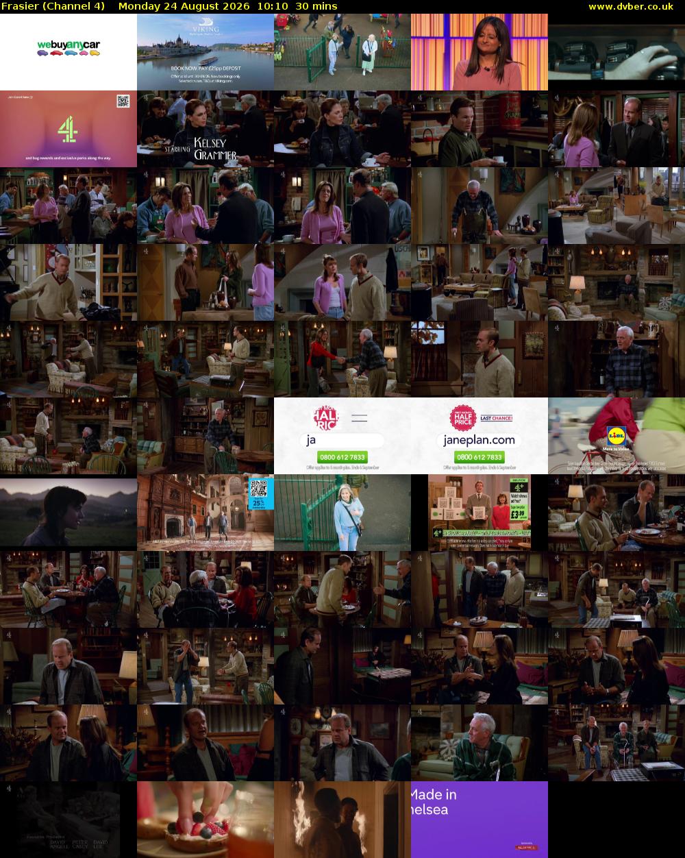 Frasier (Channel 4) Monday 24 August 2026 10:10 - 10:40