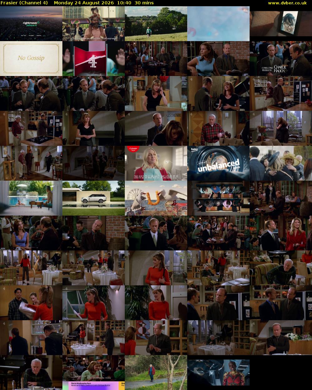 Frasier (Channel 4) Monday 24 August 2026 10:40 - 11:10