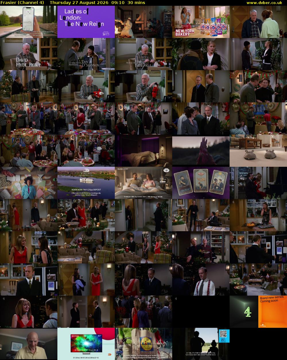 Frasier (Channel 4) Thursday 27 August 2026 09:10 - 09:40