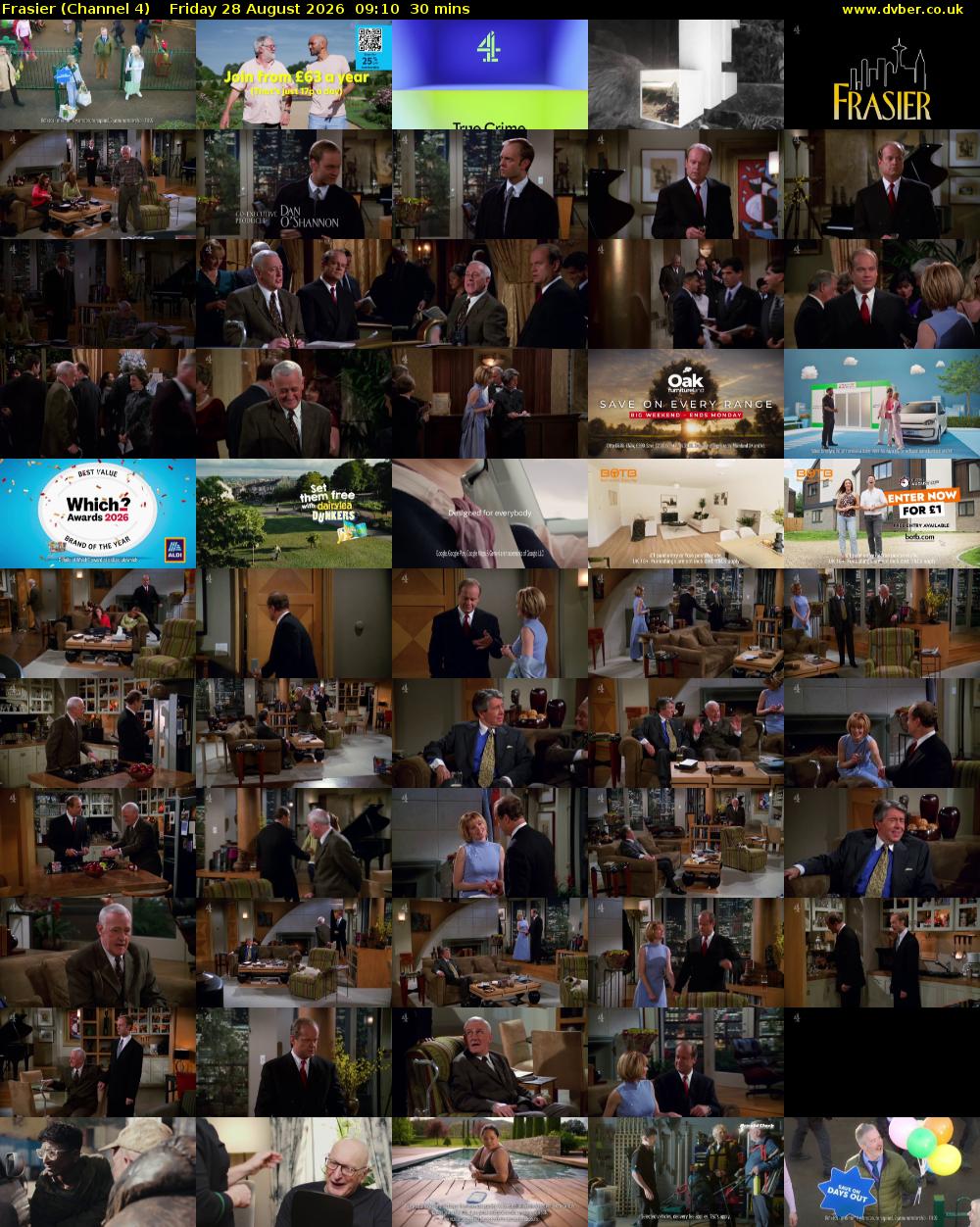 Frasier (Channel 4) Friday 28 August 2026 09:10 - 09:40