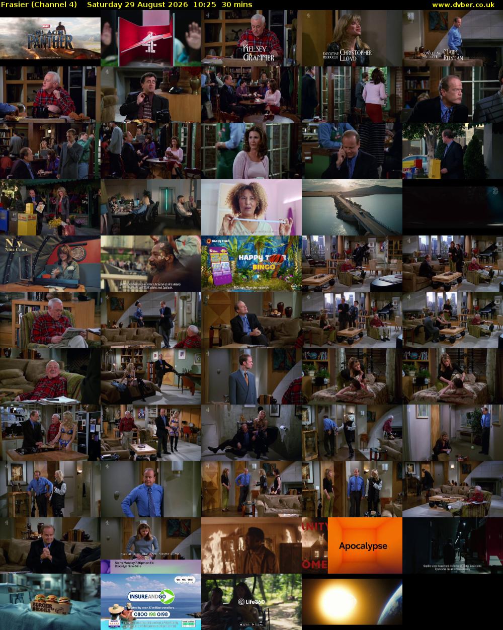 Frasier (Channel 4) Saturday 29 August 2026 10:25 - 10:55