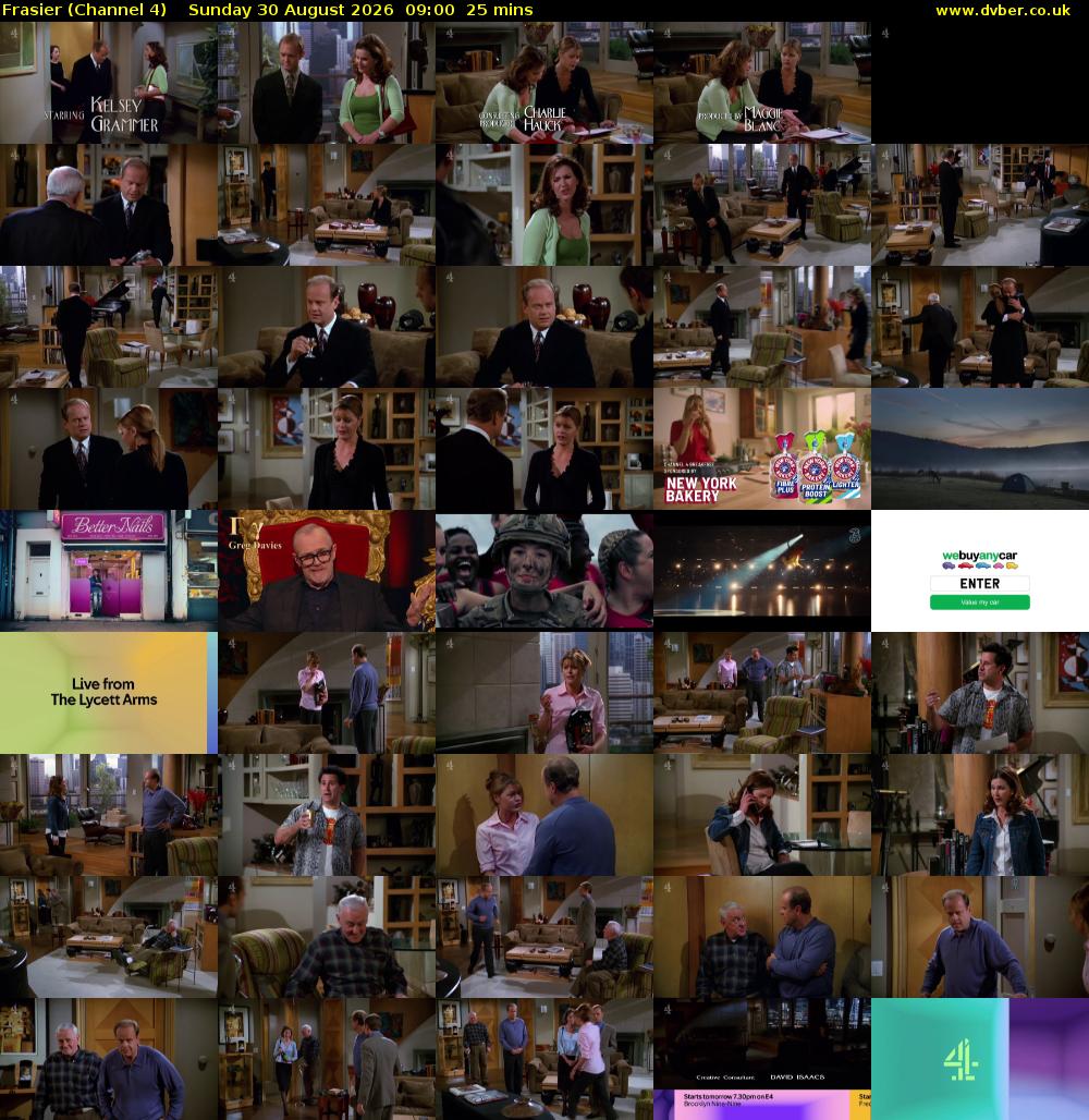 Frasier (Channel 4) Sunday 30 August 2026 09:00 - 09:25