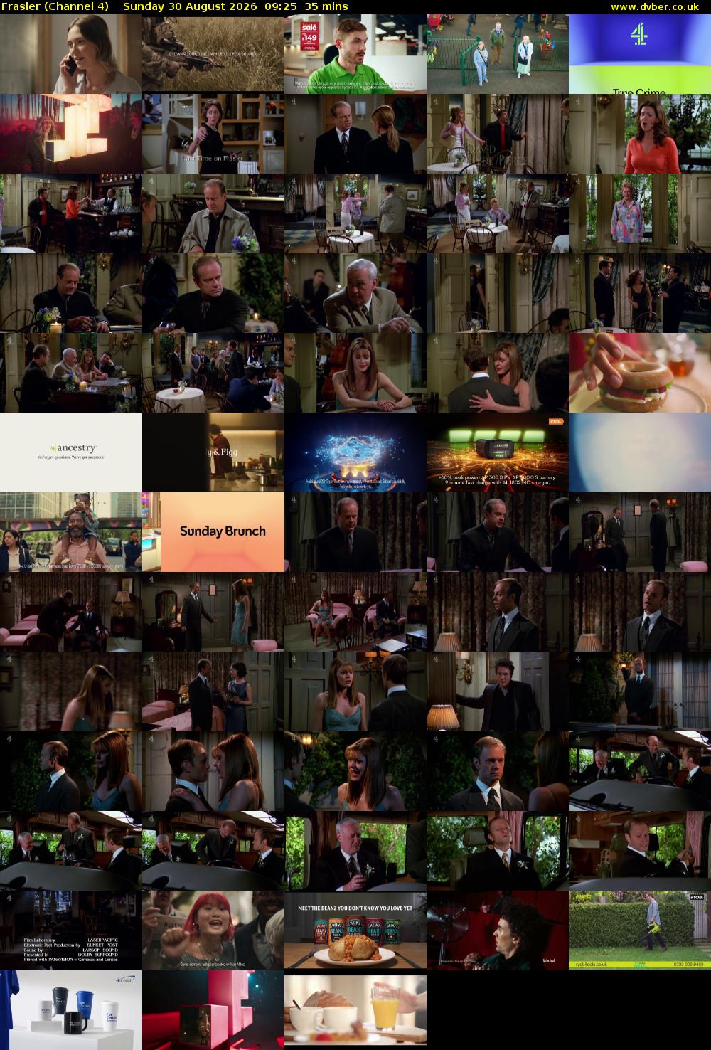 Frasier (Channel 4) Sunday 30 August 2026 09:25 - 10:00