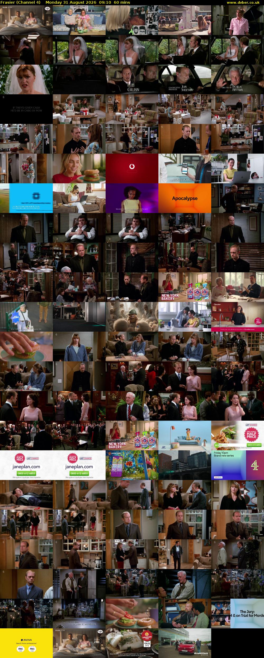 Frasier (Channel 4) Monday 31 August 2026 09:10 - 10:10