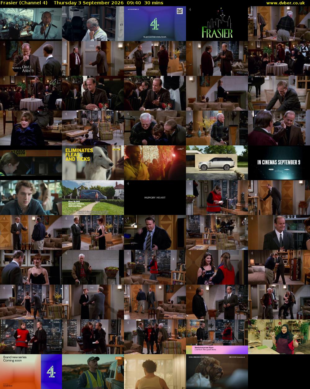 Frasier (Channel 4) Thursday 3 September 2026 09:40 - 10:10