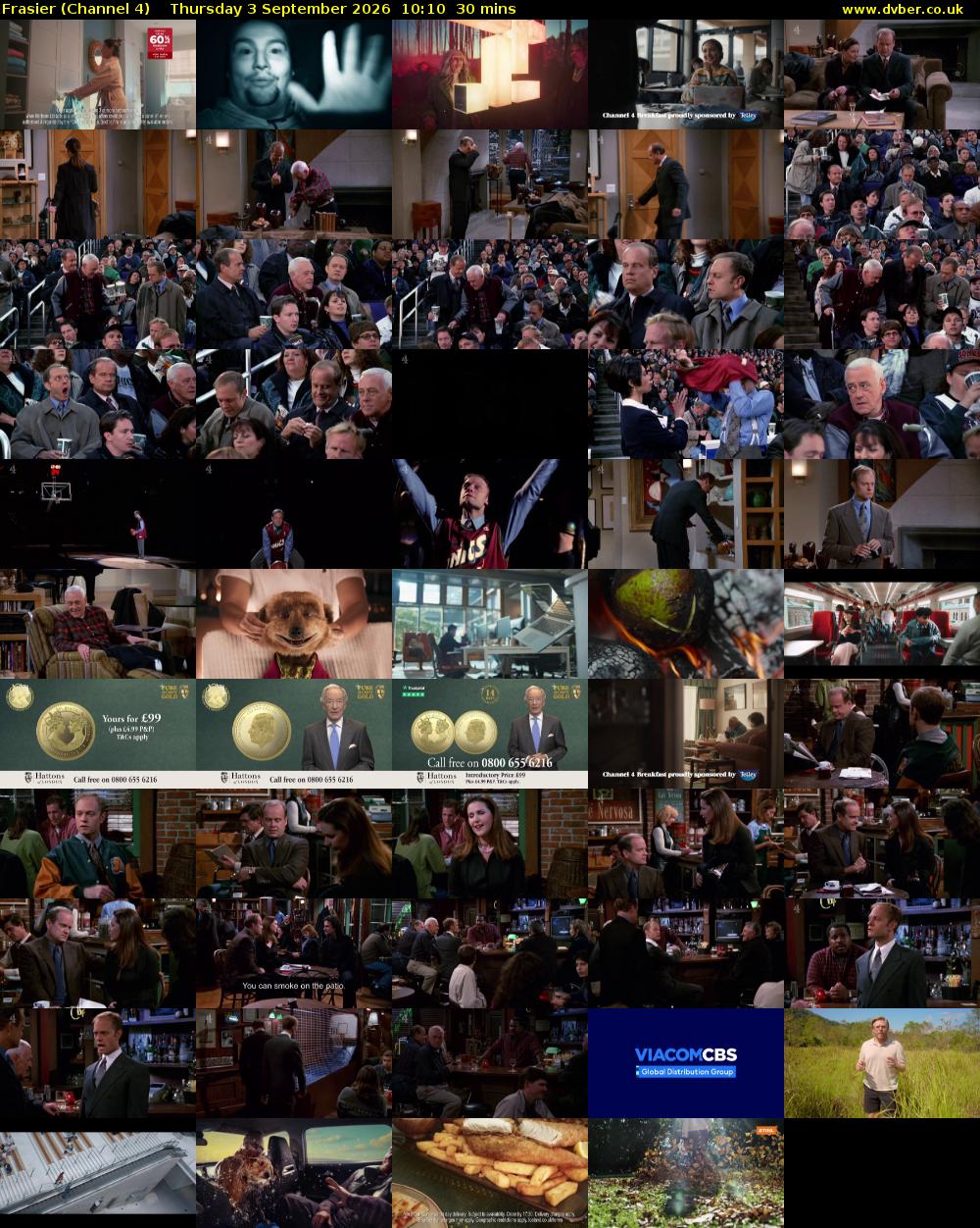 Frasier (Channel 4) Thursday 3 September 2026 10:10 - 10:40