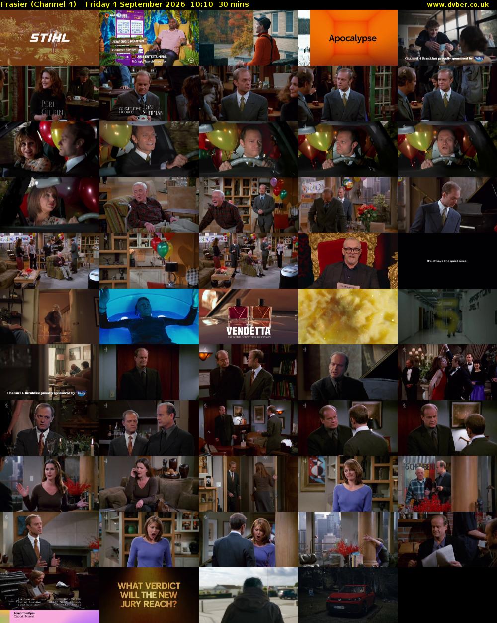 Frasier (Channel 4) Friday 4 September 2026 10:10 - 10:40