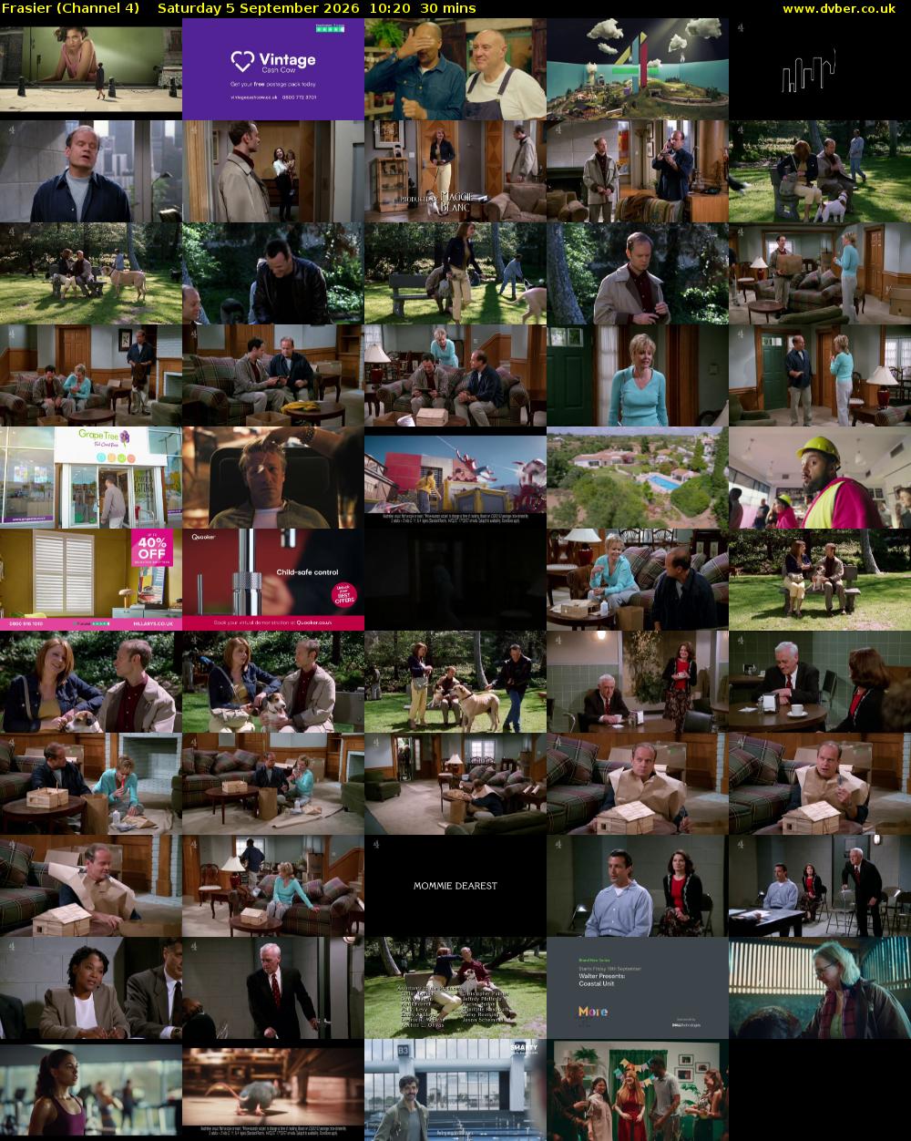 Frasier (Channel 4) Saturday 5 September 2026 10:20 - 10:50