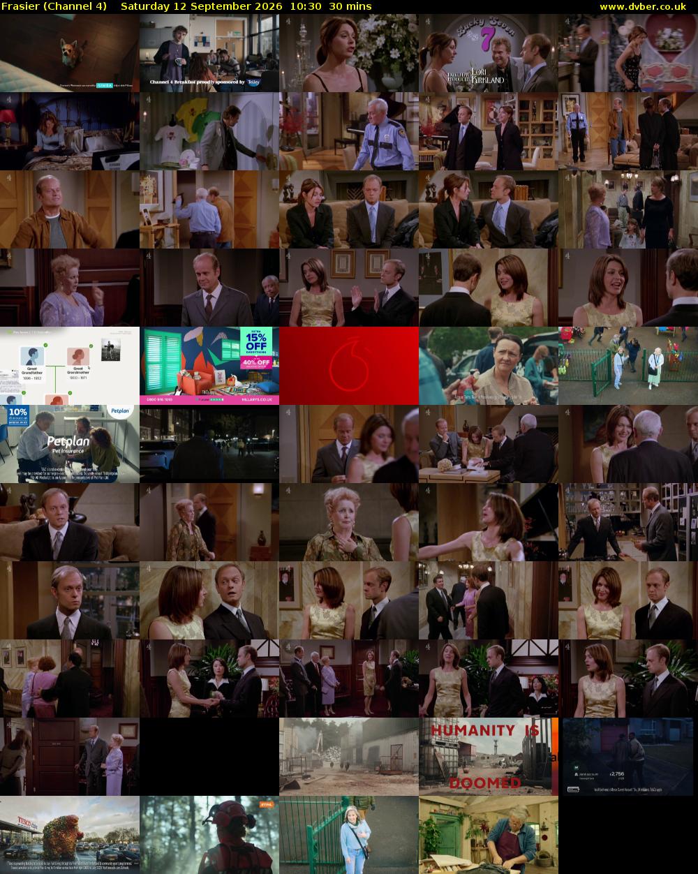 Frasier (Channel 4) Saturday 12 September 2026 10:30 - 11:00