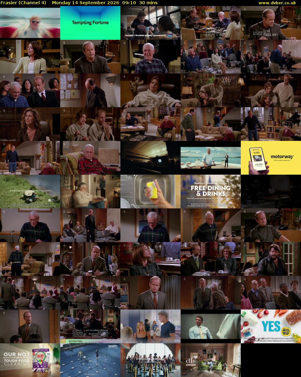 Frasier (Channel 4) Monday 14 September 2026 09:10 - 09:40