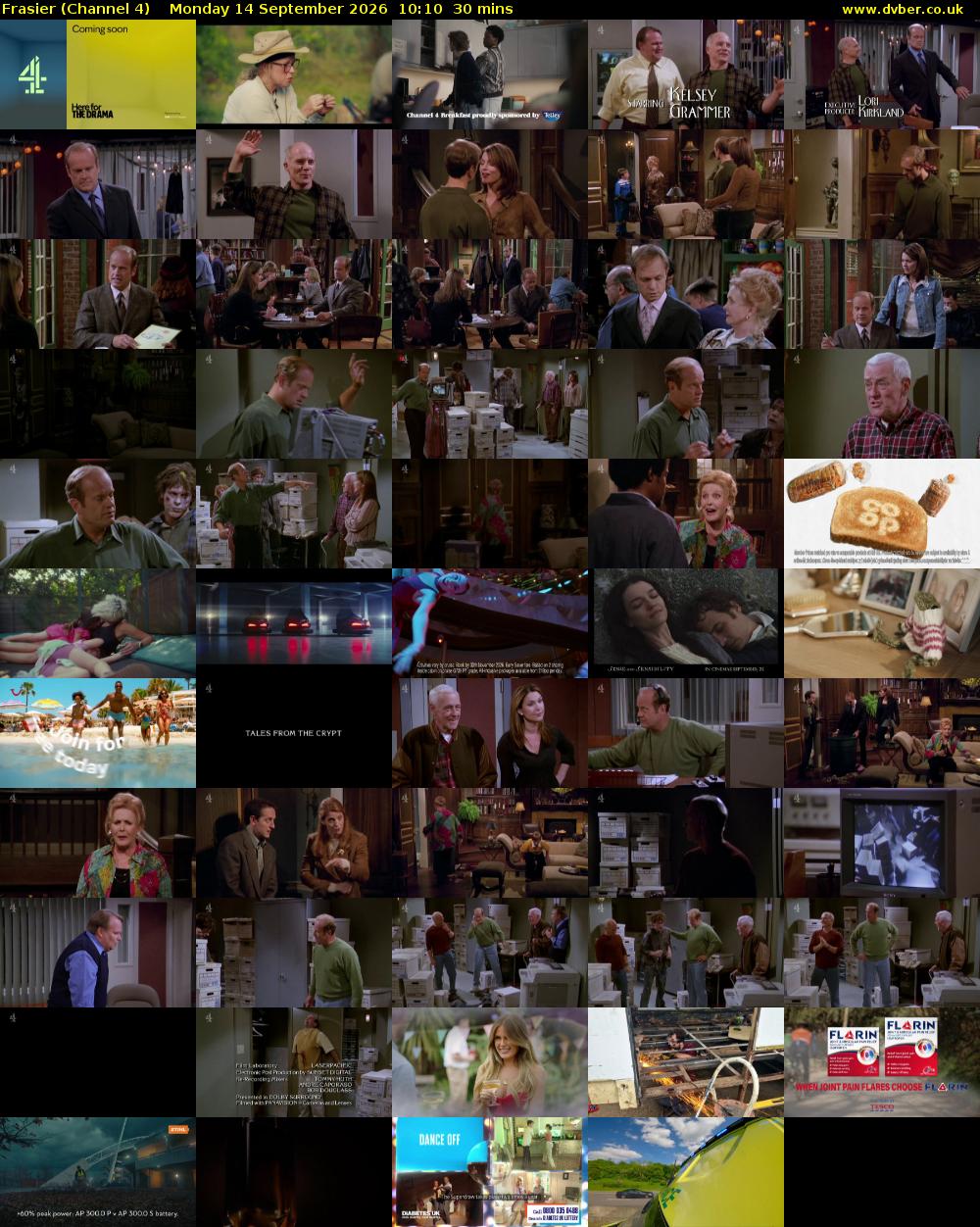 Frasier (Channel 4) Monday 14 September 2026 10:10 - 10:40