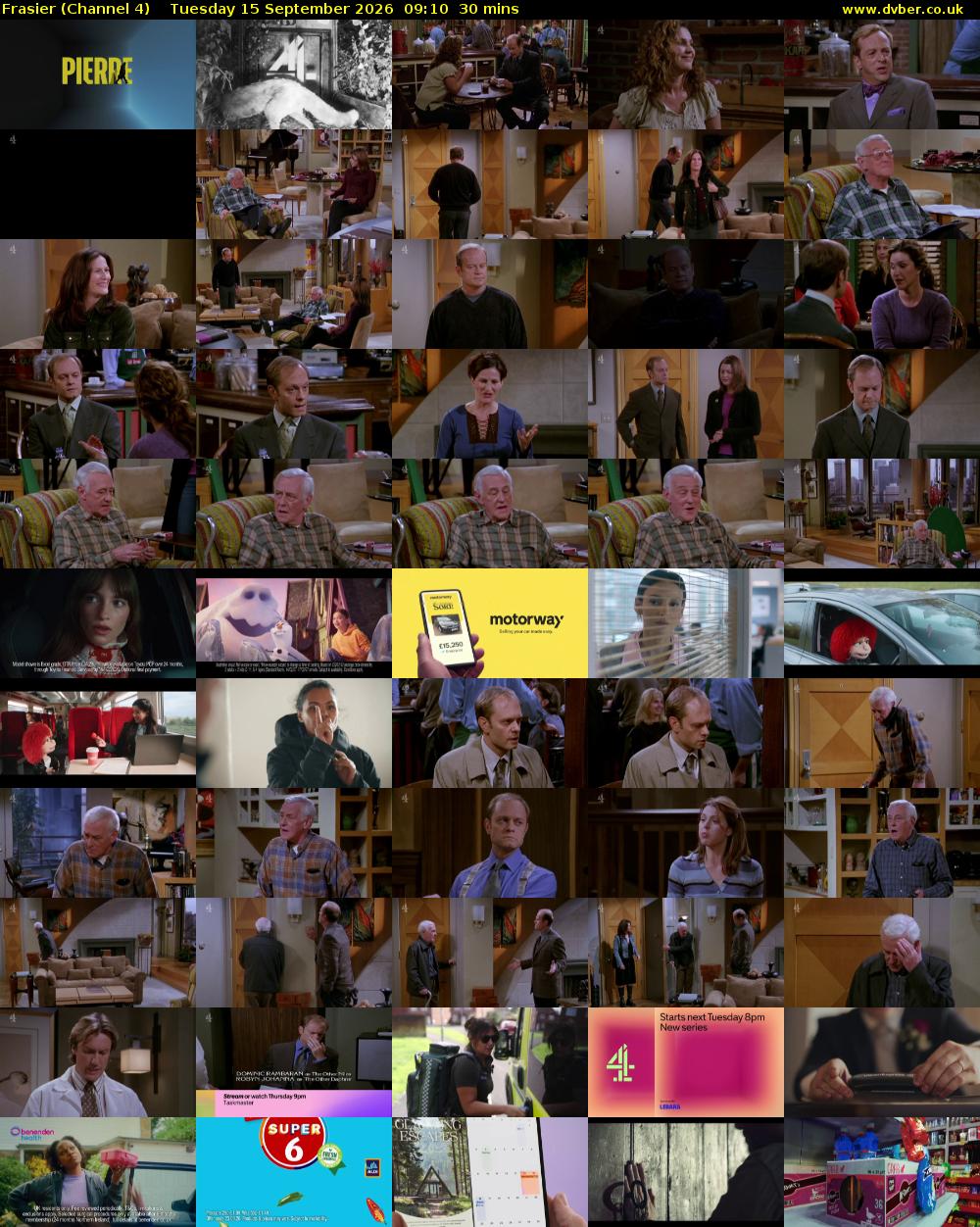 Frasier (Channel 4) Tuesday 15 September 2026 09:10 - 09:40