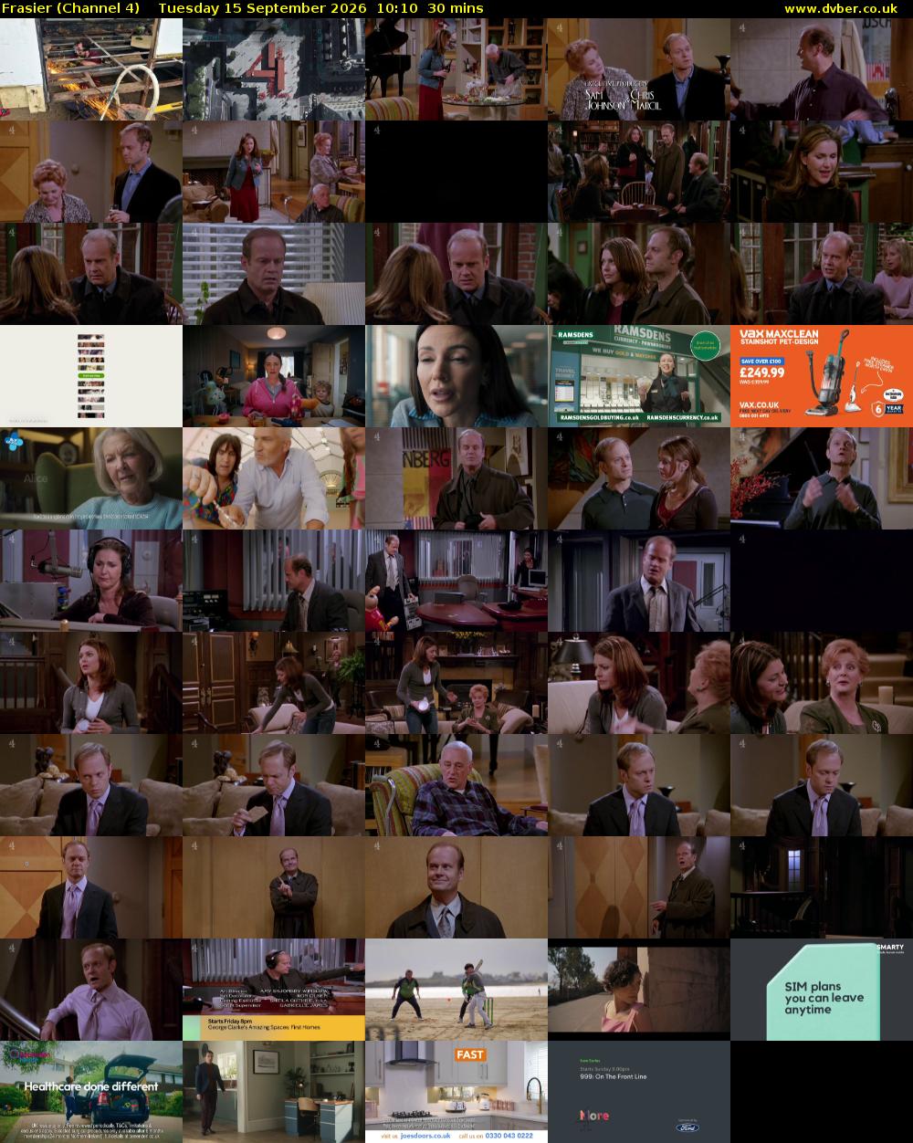 Frasier (Channel 4) Tuesday 15 September 2026 10:10 - 10:40