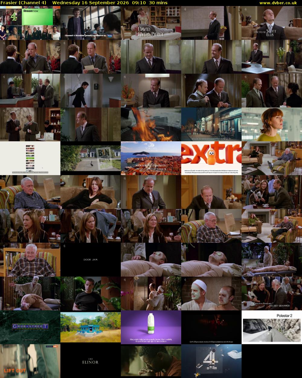 Frasier (Channel 4) Wednesday 16 September 2026 09:10 - 09:40