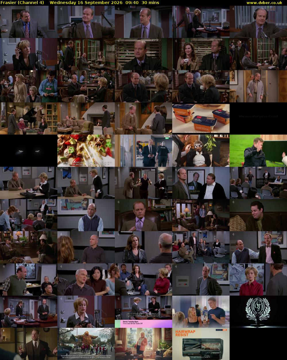 Frasier (Channel 4) Wednesday 16 September 2026 09:40 - 10:10