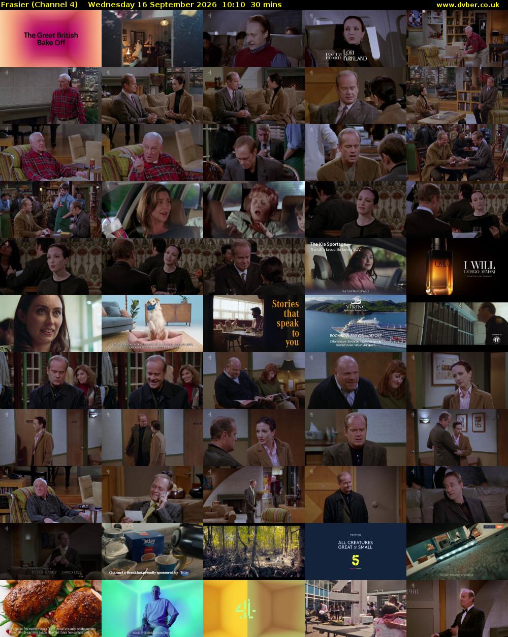 Frasier (Channel 4) Wednesday 16 September 2026 10:10 - 10:40