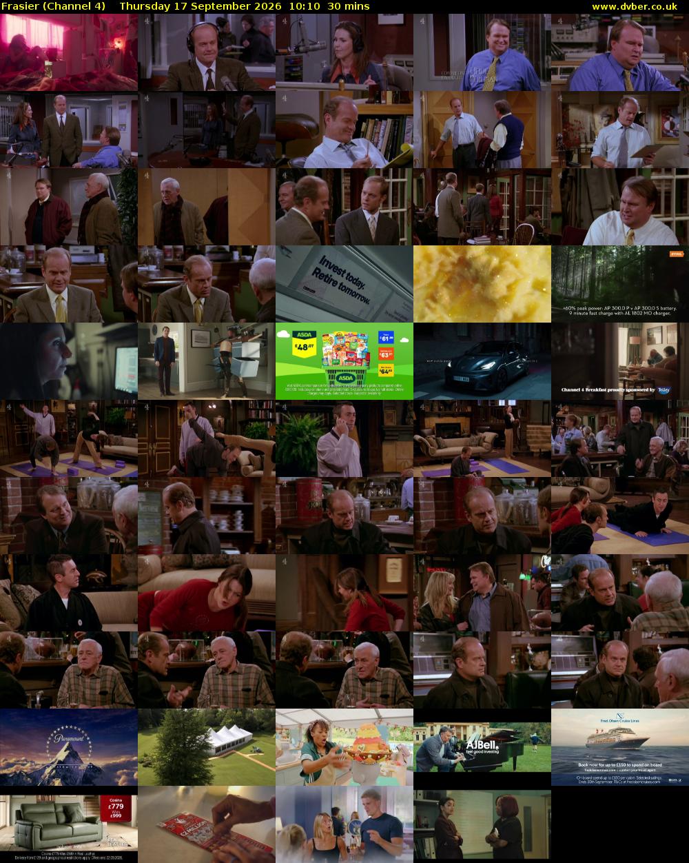 Frasier (Channel 4) Thursday 17 September 2026 10:10 - 10:40