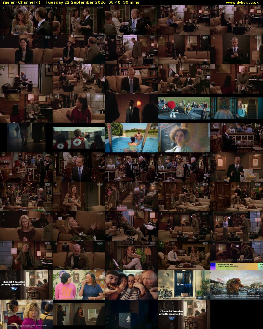 Frasier (Channel 4) Tuesday 22 September 2026 09:40 - 10:10
