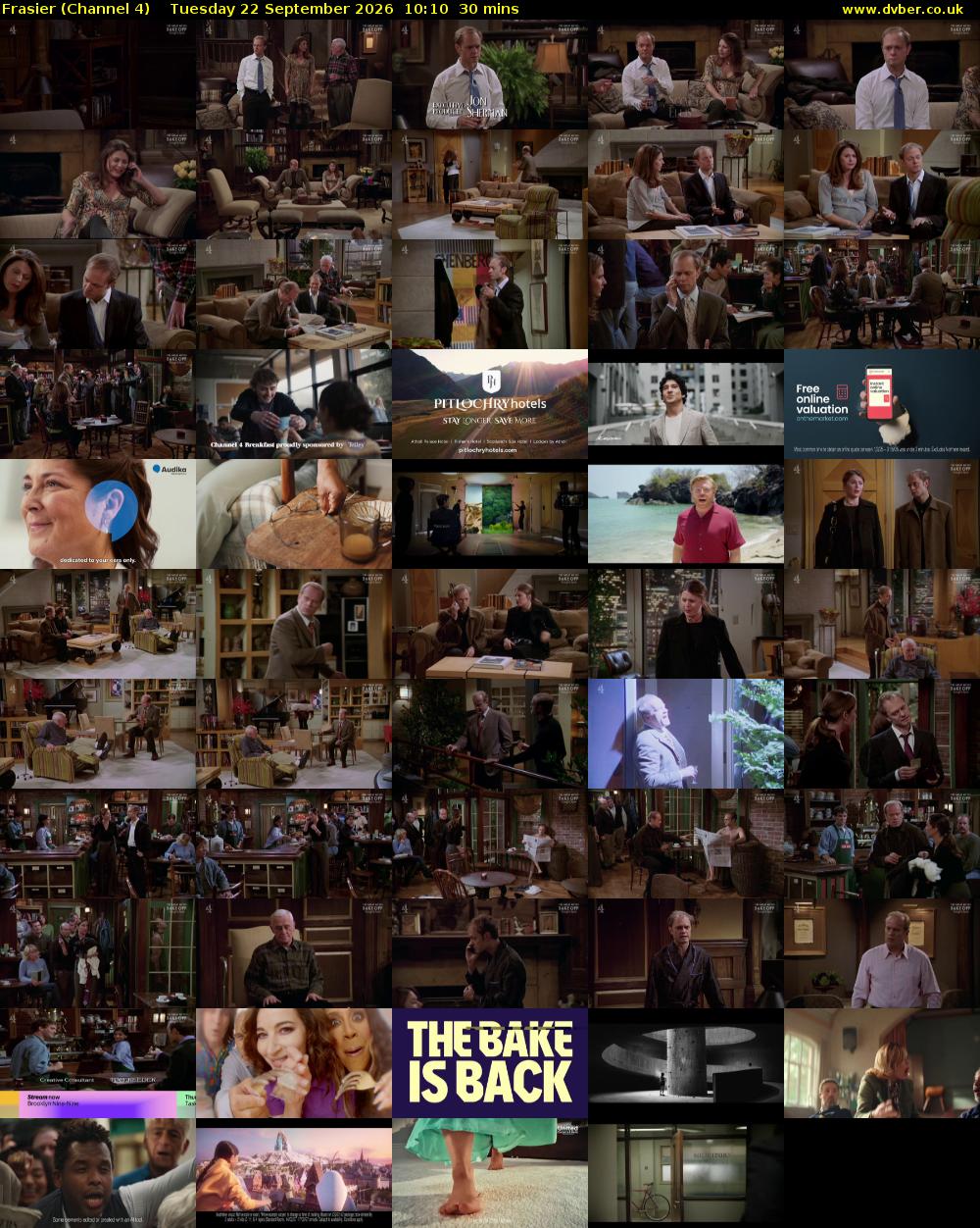 Frasier (Channel 4) Tuesday 22 September 2026 10:10 - 10:40