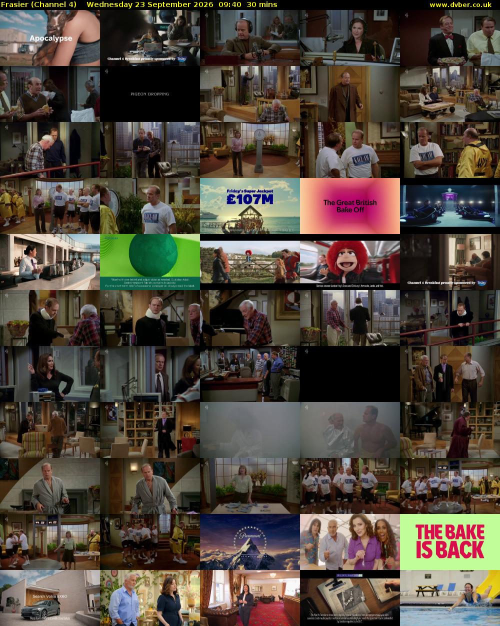 Frasier (Channel 4) Wednesday 23 September 2026 09:40 - 10:10