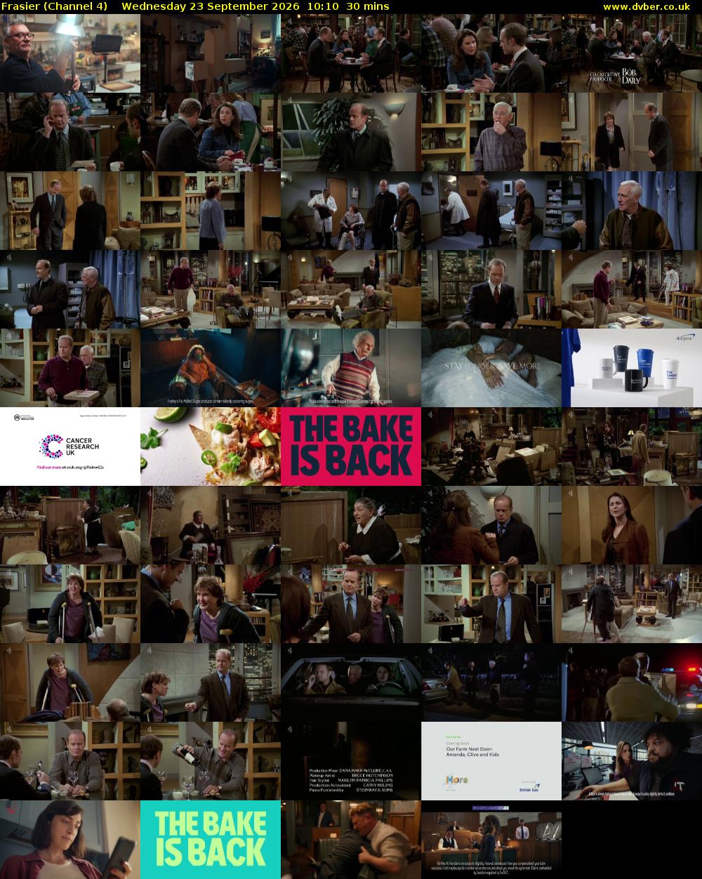 Frasier (Channel 4) Wednesday 23 September 2026 10:10 - 10:40