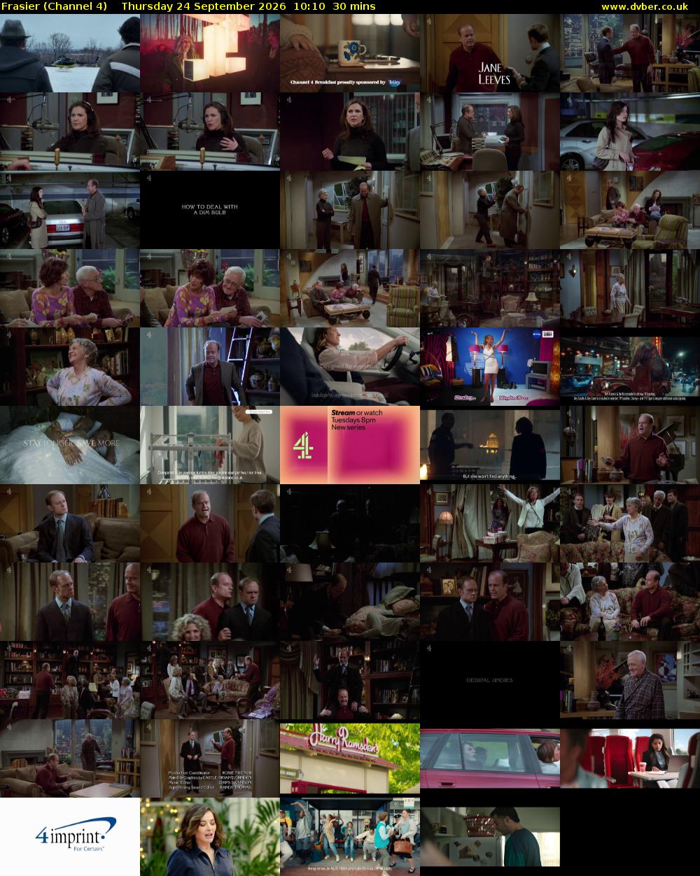 Frasier (Channel 4) Thursday 24 September 2026 10:10 - 10:40