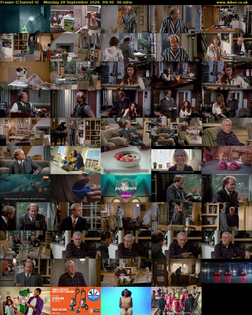 Frasier (Channel 4) Monday 28 September 2026 09:40 - 10:10