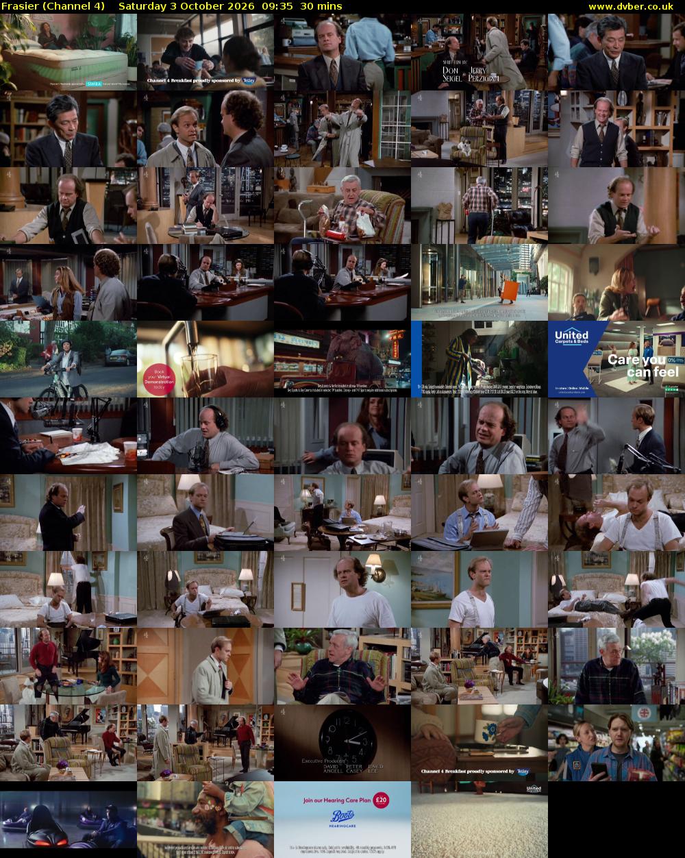 Frasier (Channel 4) Saturday 3 October 2026 09:35 - 10:05