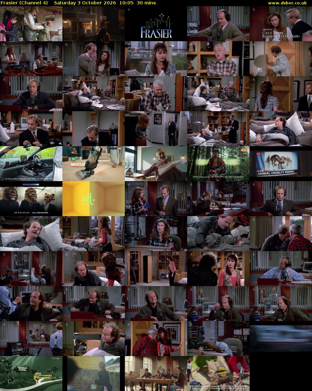 Frasier (Channel 4) Saturday 3 October 2026 10:05 - 10:35