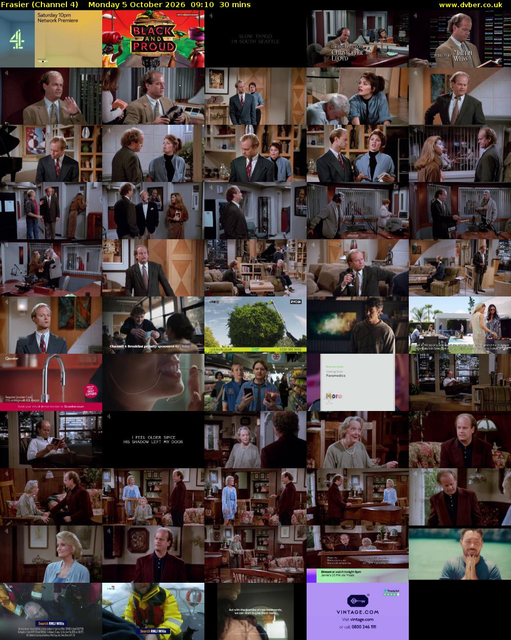 Frasier (Channel 4) Monday 5 October 2026 09:10 - 09:40