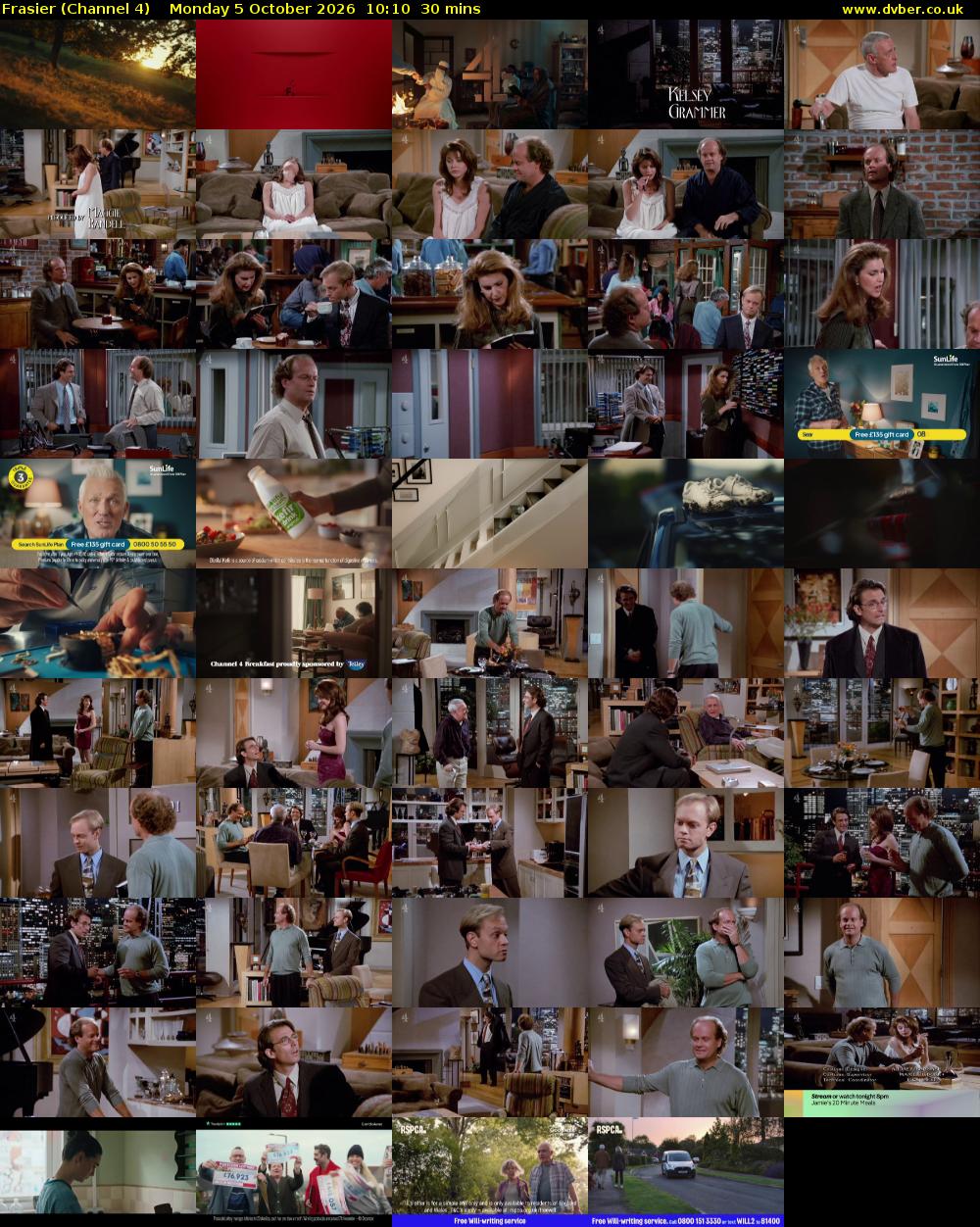 Frasier (Channel 4) Monday 5 October 2026 10:10 - 10:40