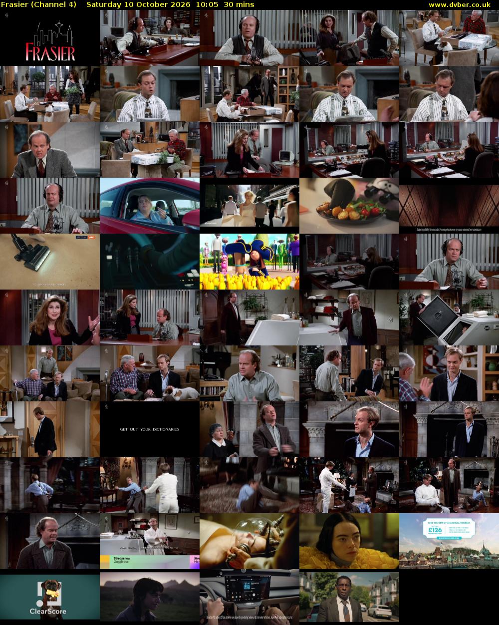 Frasier (Channel 4) Saturday 10 October 2026 10:05 - 10:35