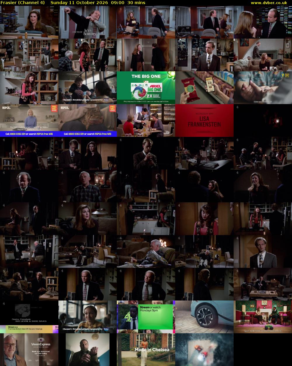 Frasier (Channel 4) Sunday 11 October 2026 09:00 - 09:30