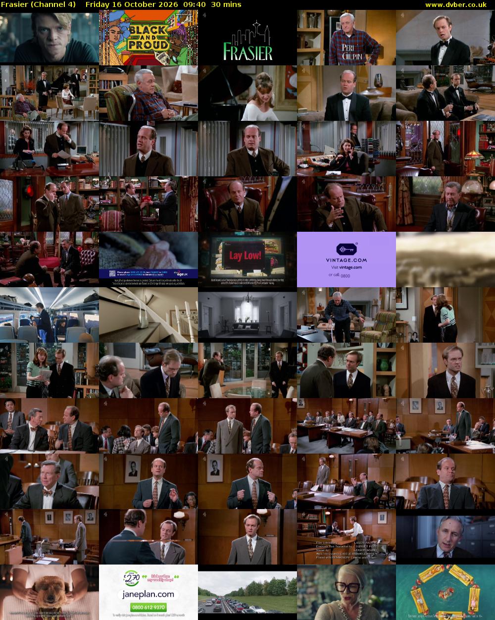 Frasier (Channel 4) Friday 16 October 2026 09:40 - 10:10