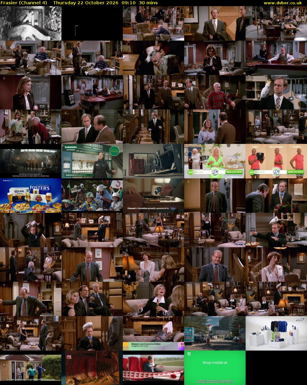Frasier (Channel 4) Thursday 22 October 2026 09:10 - 09:40