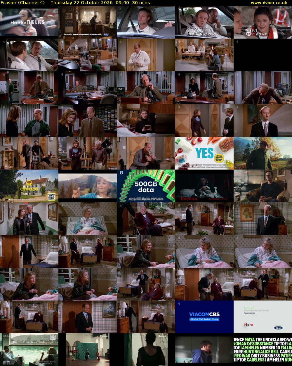 Frasier (Channel 4) Thursday 22 October 2026 09:40 - 10:10