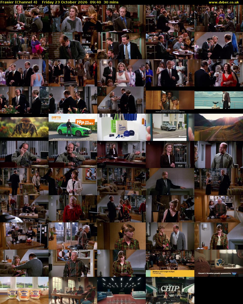 Frasier (Channel 4) Friday 23 October 2026 09:40 - 10:10