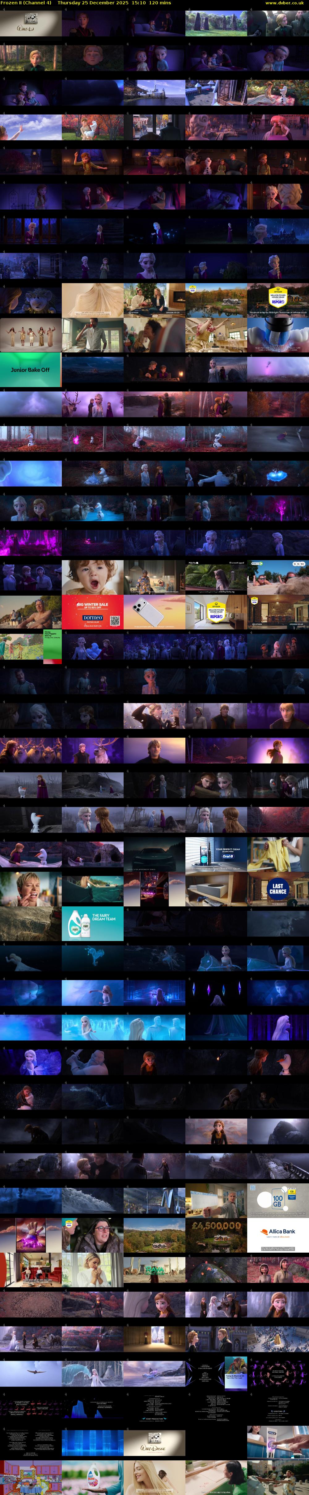 Frozen II (Channel 4) Thursday 25 December 2025 15:10 - 17:10