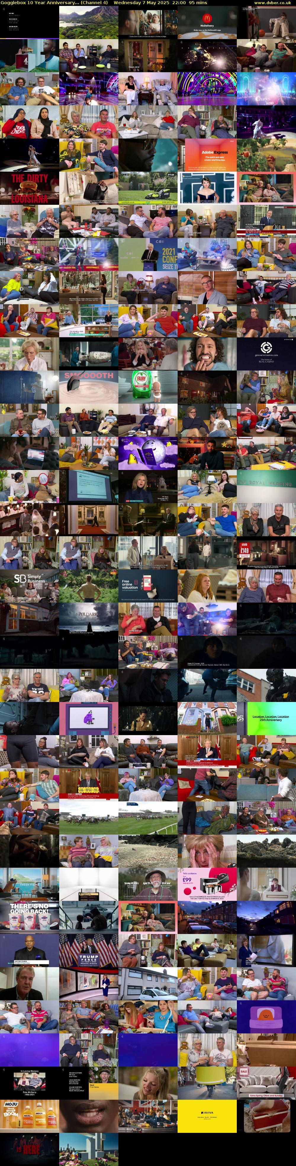 Gogglebox 10 Year Anniversary... (Channel 4) Wednesday 7 May 2025 22:00 - 23:35